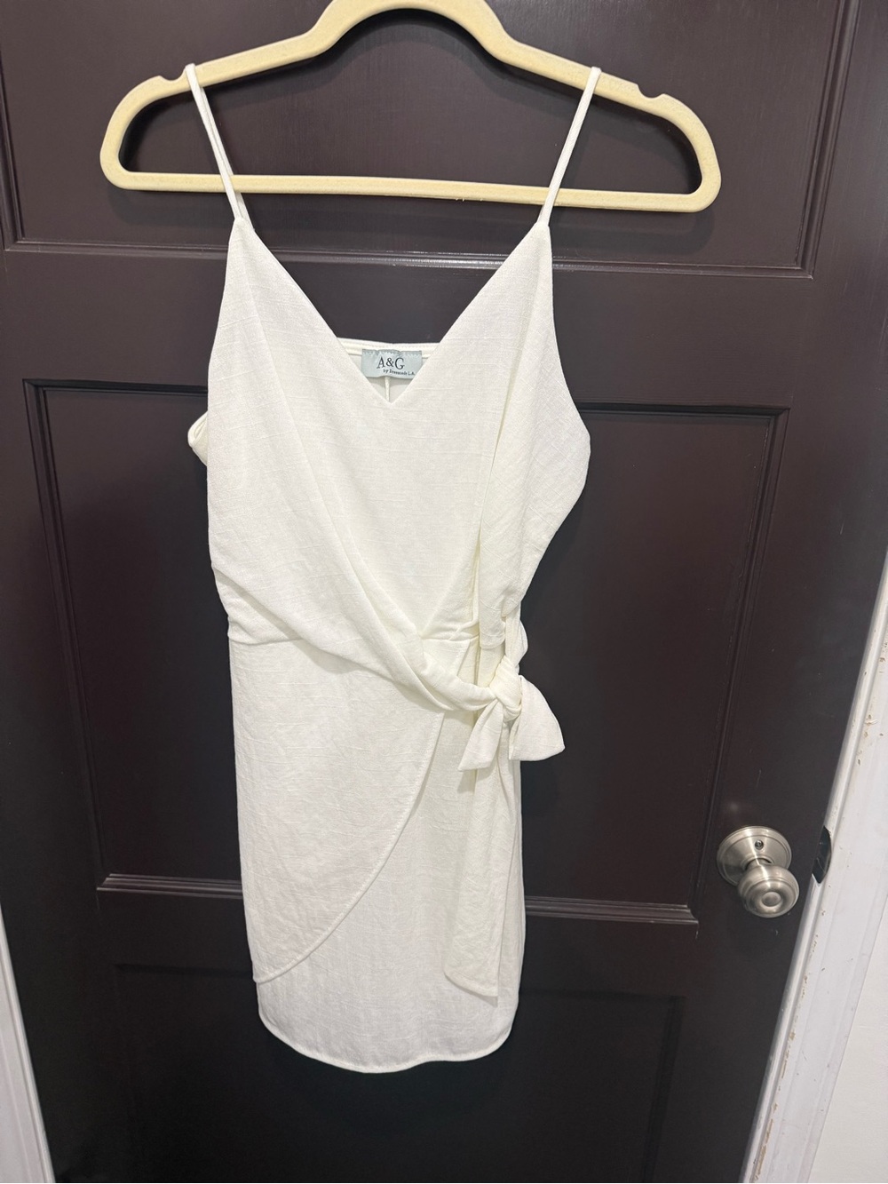 Ivory Wrap Mini Dress with Side Tie
